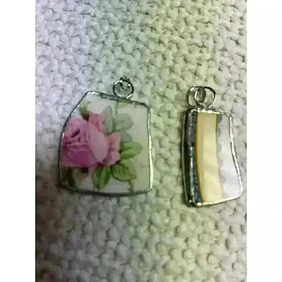 Handmade Jewelry - Pendants - made from broken porcelain/china pieces